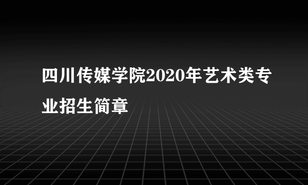 四川传媒学院2020年艺术类专业招生简章