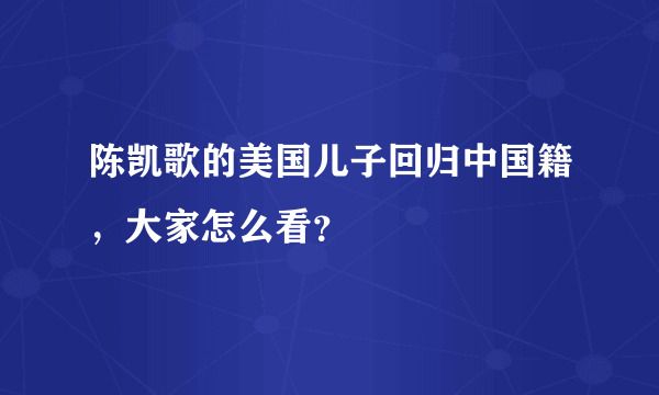 陈凯歌的美国儿子回归中国籍，大家怎么看？