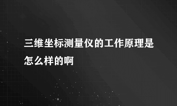 三维坐标测量仪的工作原理是怎么样的啊