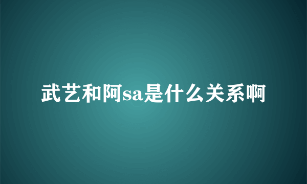 武艺和阿sa是什么关系啊