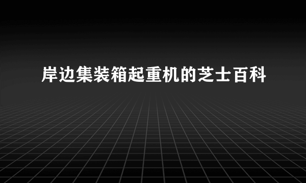 岸边集装箱起重机的芝士百科