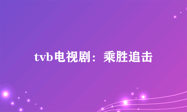 tvb电视剧：乘胜追击