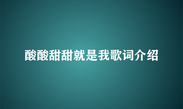 酸酸甜甜就是我歌词介绍