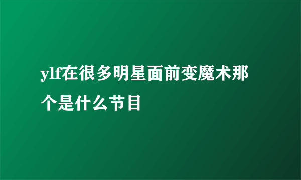 ylf在很多明星面前变魔术那个是什么节目