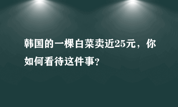 韩国的一棵白菜卖近25元，你如何看待这件事？