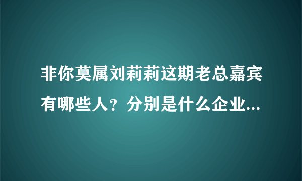 非你莫属刘莉莉这期老总嘉宾有哪些人？分别是什么企业的老总？