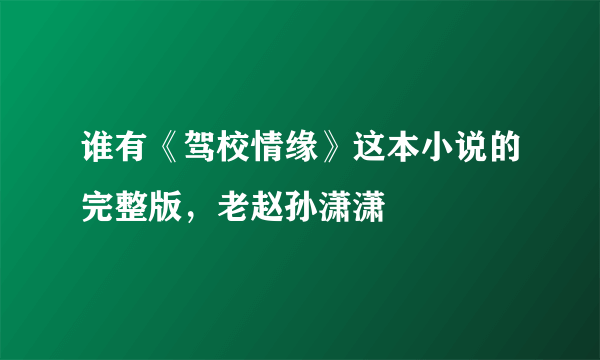 谁有《驾校情缘》这本小说的完整版，老赵孙潇潇