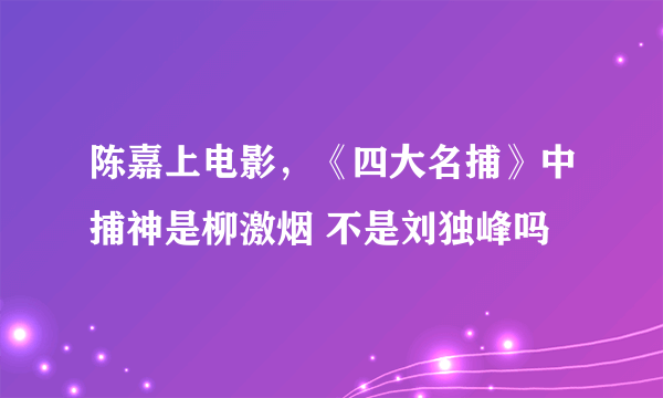 陈嘉上电影，《四大名捕》中捕神是柳激烟 不是刘独峰吗