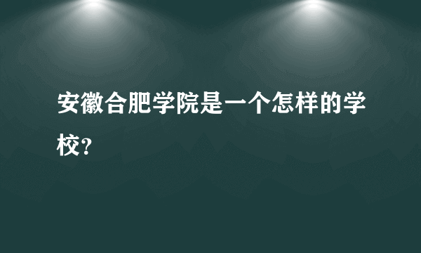 安徽合肥学院是一个怎样的学校？