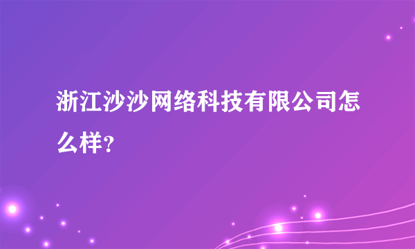 浙江沙沙网络科技有限公司怎么样？