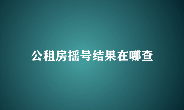 公租房摇号结果在哪查