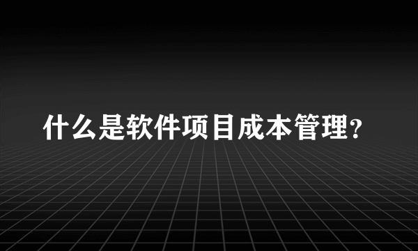 什么是软件项目成本管理？