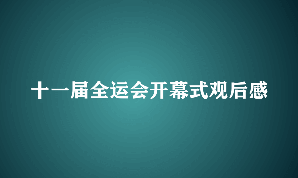 十一届全运会开幕式观后感