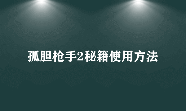 孤胆枪手2秘籍使用方法