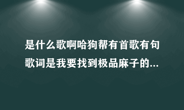 是什么歌啊哈狗帮有首歌有句歌词是我要找到极品麻子的集散地？