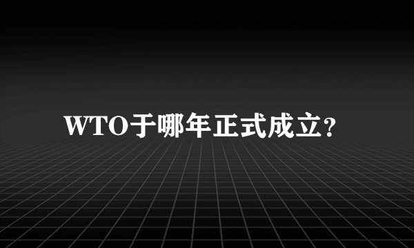 WTO于哪年正式成立？