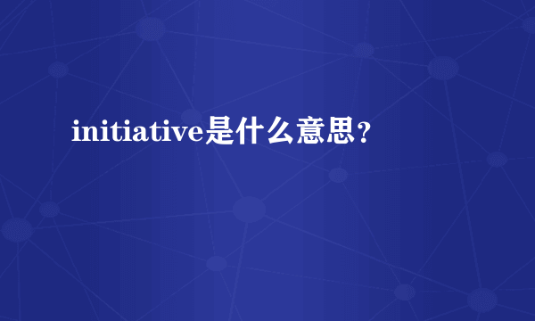 initiative是什么意思？