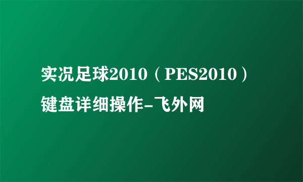 实况足球2010（PES2010）键盘详细操作-飞外网