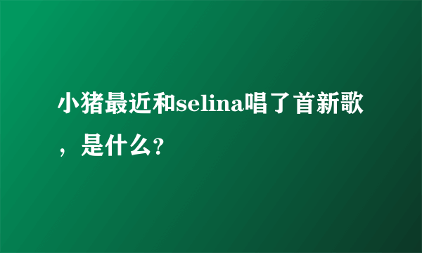 小猪最近和selina唱了首新歌，是什么？