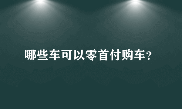 哪些车可以零首付购车？