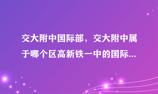 交大附中国际部，交大附中属于哪个区高新铁一中的国际班到底怎么样西安