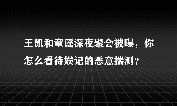 王凯和童谣深夜聚会被曝，你怎么看待娱记的恶意揣测？