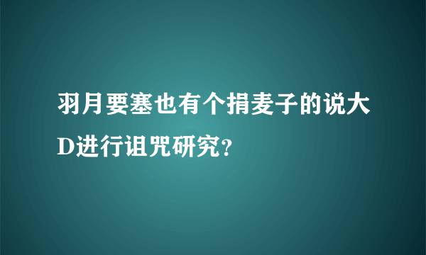 羽月要塞也有个捐麦子的说大D进行诅咒研究？