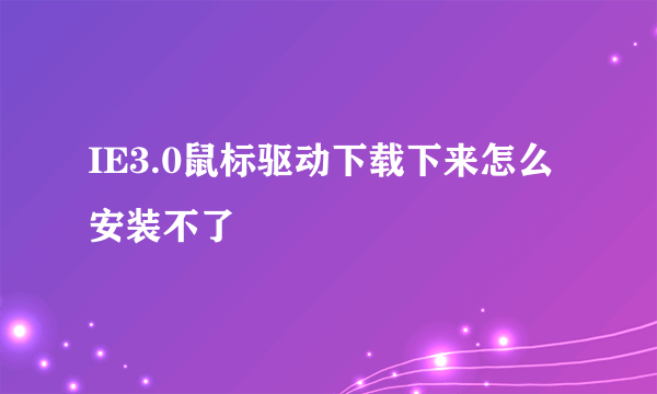 IE3.0鼠标驱动下载下来怎么安装不了