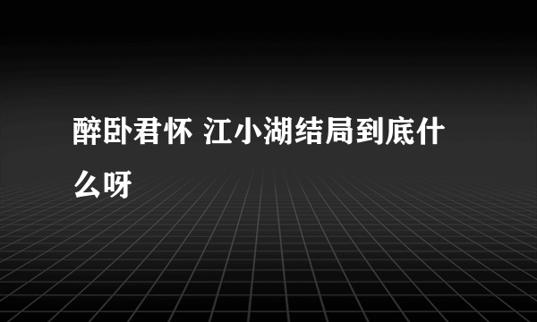 醉卧君怀 江小湖结局到底什么呀