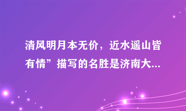 清风明月本无价，近水遥山皆有情”描写的名胜是济南大明湖。（）