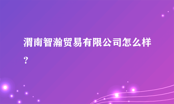 渭南智瀚贸易有限公司怎么样？