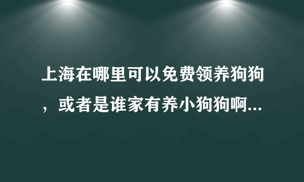 上海在哪里可以免费领养狗狗，或者是谁家有养小狗狗啊，送我一只啊