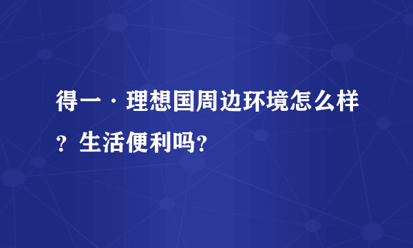 得一·理想国周边环境怎么样？生活便利吗？