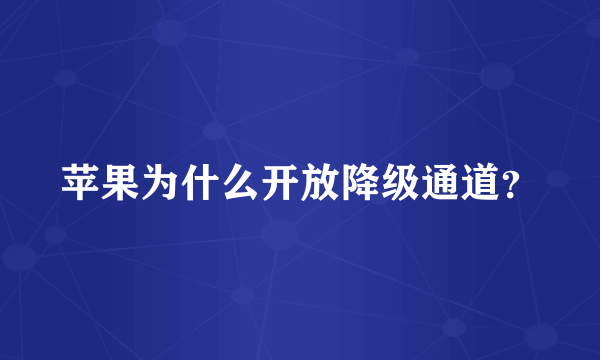 苹果为什么开放降级通道？