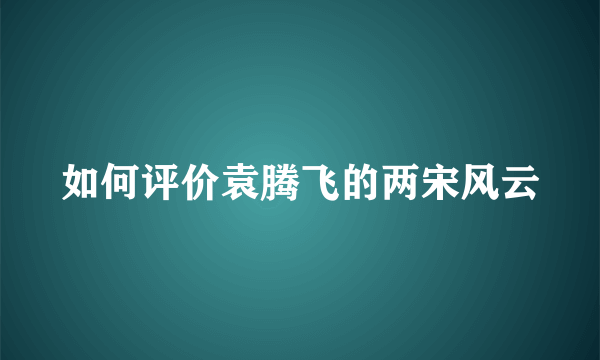 如何评价袁腾飞的两宋风云