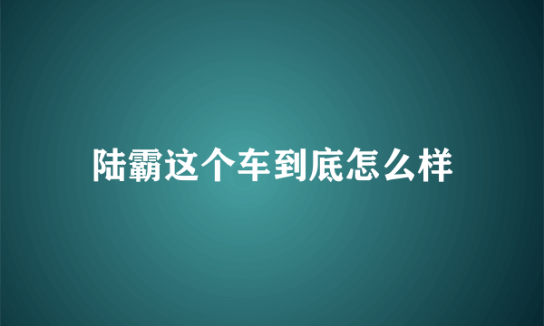 陆霸这个车到底怎么样