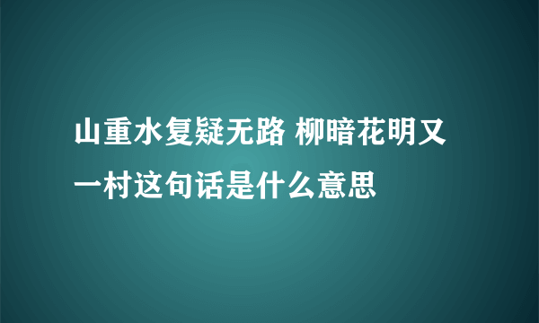 山重水复疑无路 柳暗花明又一村这句话是什么意思