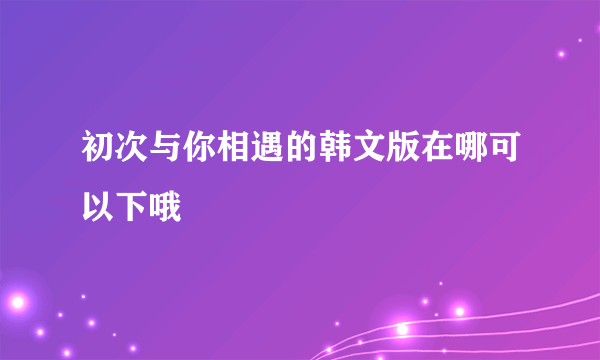 初次与你相遇的韩文版在哪可以下哦