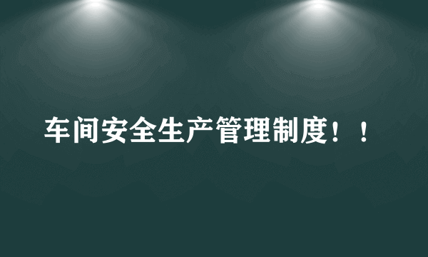 车间安全生产管理制度！！