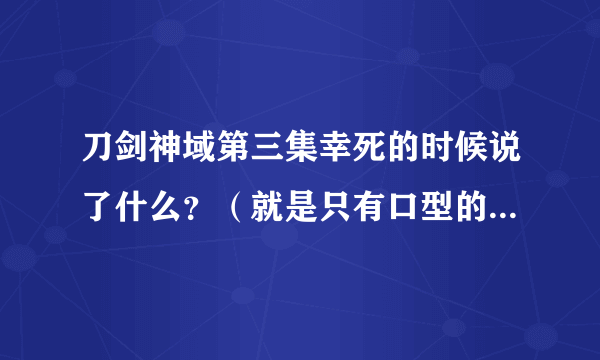 刀剑神域第三集幸死的时候说了什么？（就是只有口型的那点）？