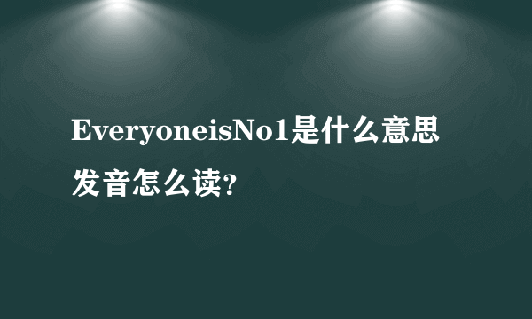 EveryoneisNo1是什么意思发音怎么读？