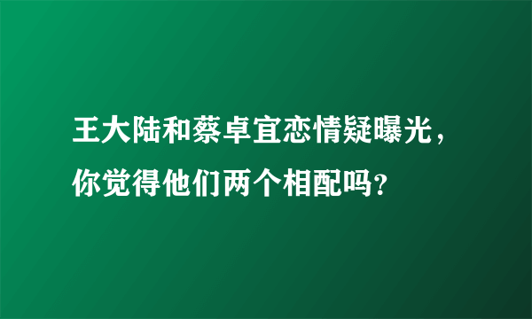 王大陆和蔡卓宜恋情疑曝光，你觉得他们两个相配吗？