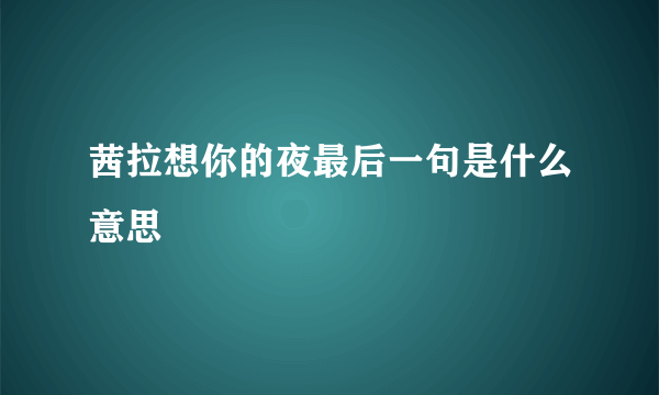 茜拉想你的夜最后一句是什么意思