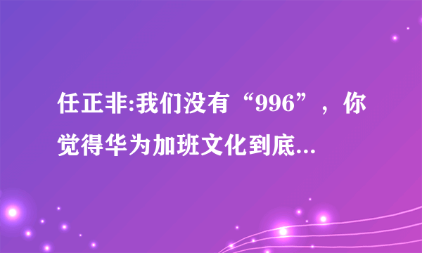 任正非:我们没有“996”，你觉得华为加班文化到底是怎样的？