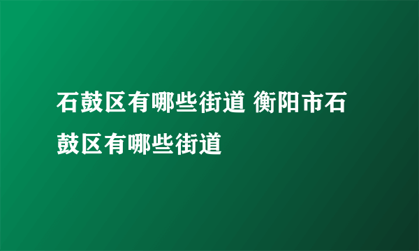 石鼓区有哪些街道 衡阳市石鼓区有哪些街道