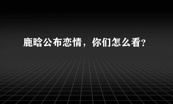 鹿晗公布恋情，你们怎么看？