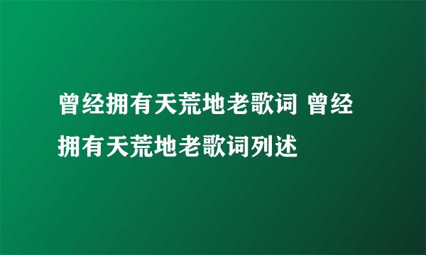 曾经拥有天荒地老歌词 曾经拥有天荒地老歌词列述