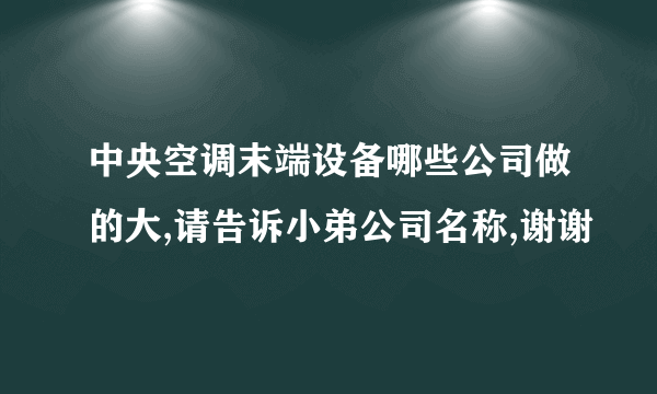 中央空调末端设备哪些公司做的大,请告诉小弟公司名称,谢谢