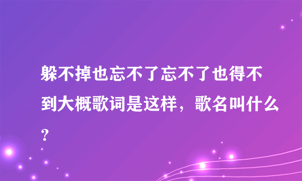 躲不掉也忘不了忘不了也得不到大概歌词是这样，歌名叫什么？