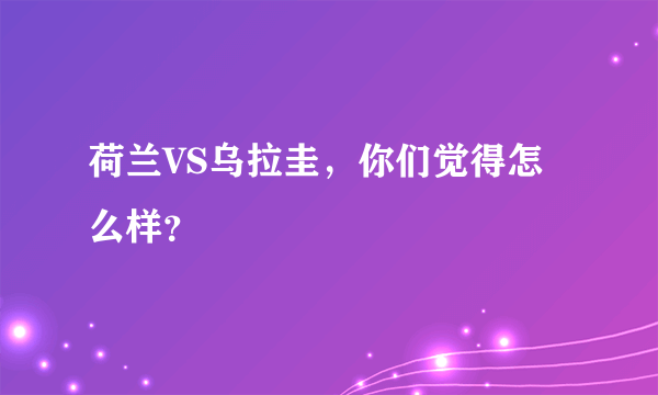 荷兰VS乌拉圭，你们觉得怎么样？